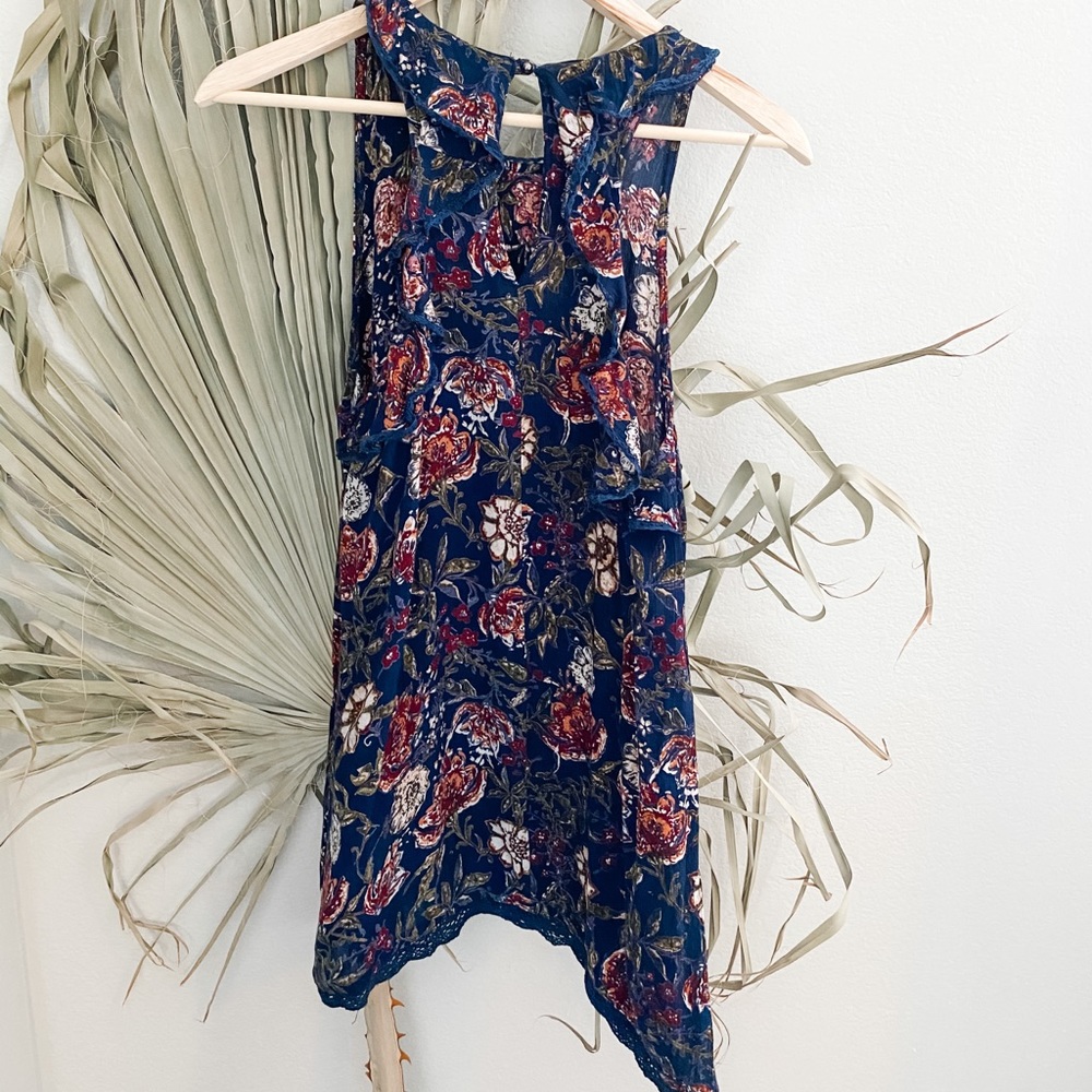 Navy Floral Tunic Top